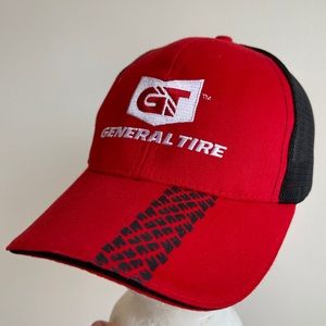 General Tire Snapback Hat Red Black Mesh Cap Embroidered Advertising OS